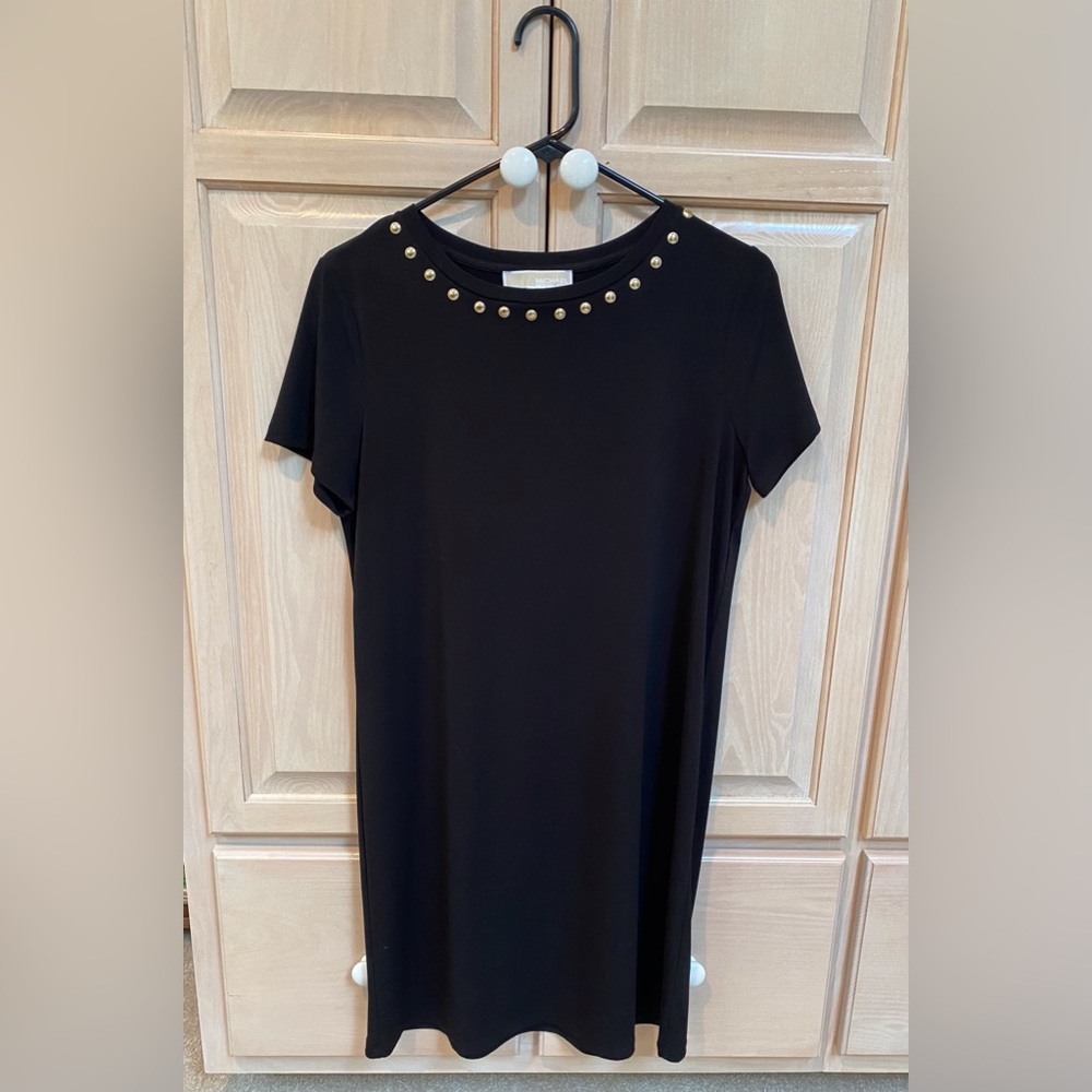 Michael Michael Kors short sleeve shift dress size M black stretch